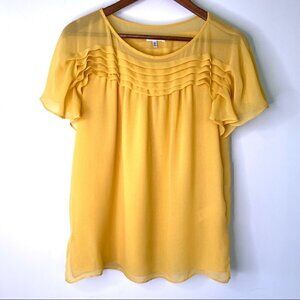 Max Studio  top with crew neckline and short flutter sleeves